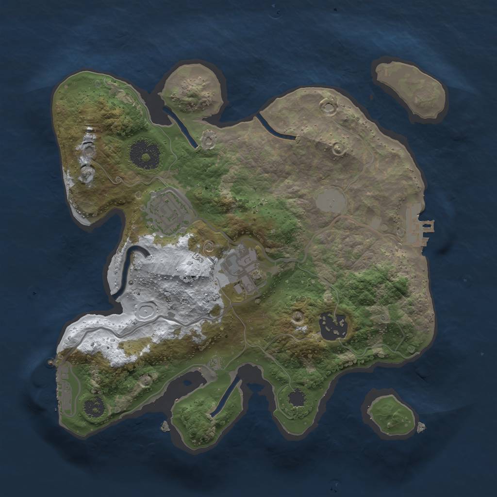 Rust Map: Procedural Map, Size: 2500, Seed: 637521, 10 Monuments