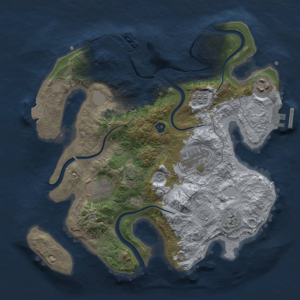Rust Map: Procedural Map, Size: 3000, Seed: 442979, 10 Monuments