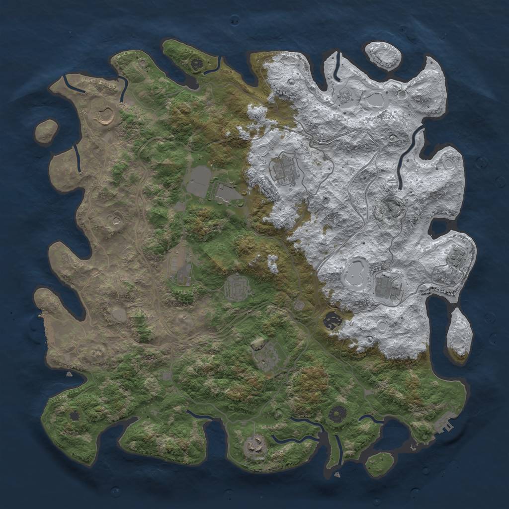 Rust Map: Procedural Map, Size: 4400, Seed: 999557343, 19 Monuments