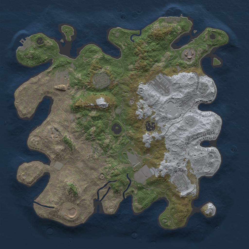 Rust Map: Procedural Map, Size: 3600, Seed: 7567378, 19 Monuments