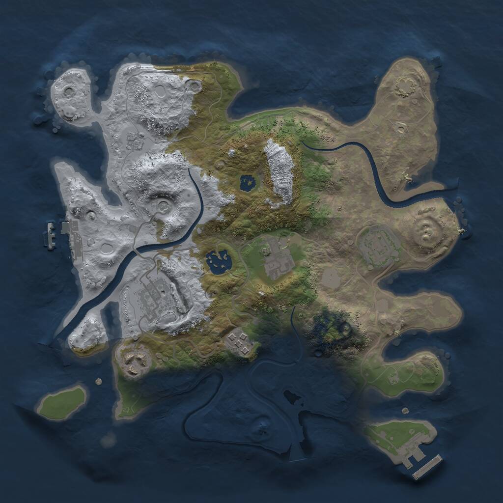 Rust Map: Procedural Map, Size: 3000, Seed: 1155084868, 12 Monuments