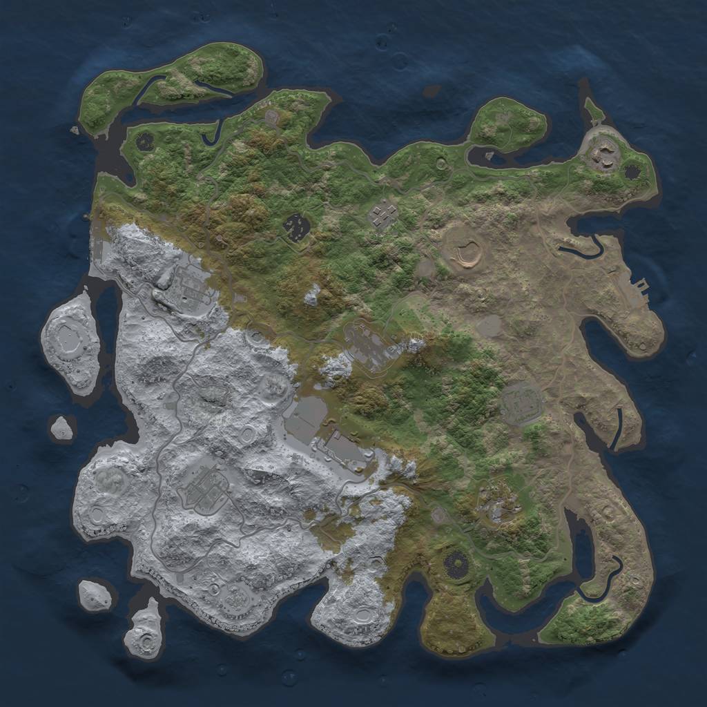 Rust Map: Procedural Map, Size: 4000, Seed: 634553652, 19 Monuments