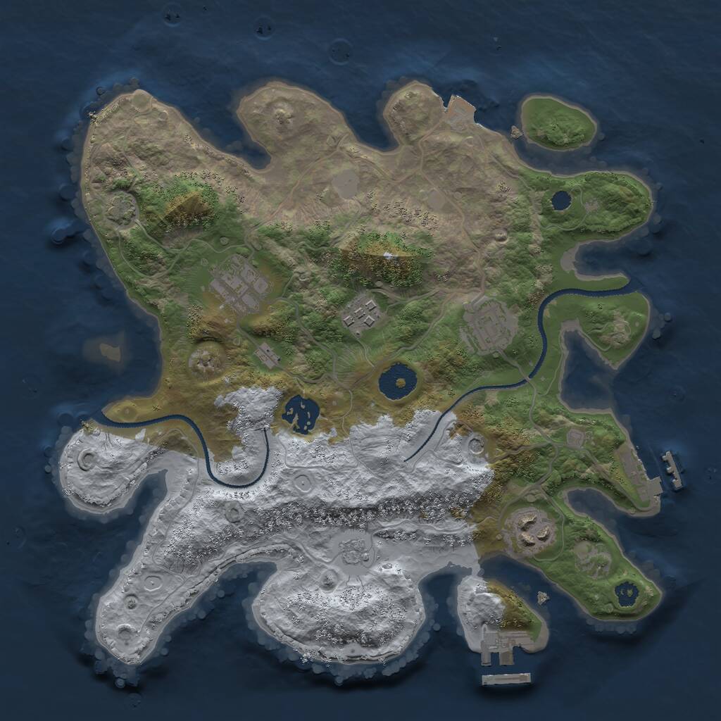 Rust Map: Procedural Map, Size: 3000, Seed: 1172094842, 11 Monuments