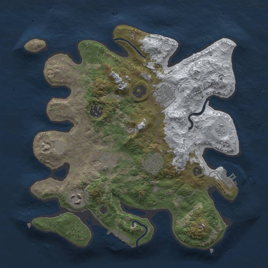 Rust Map: Procedural Map, Size: 3000, Seed: 7342, 14 Monuments