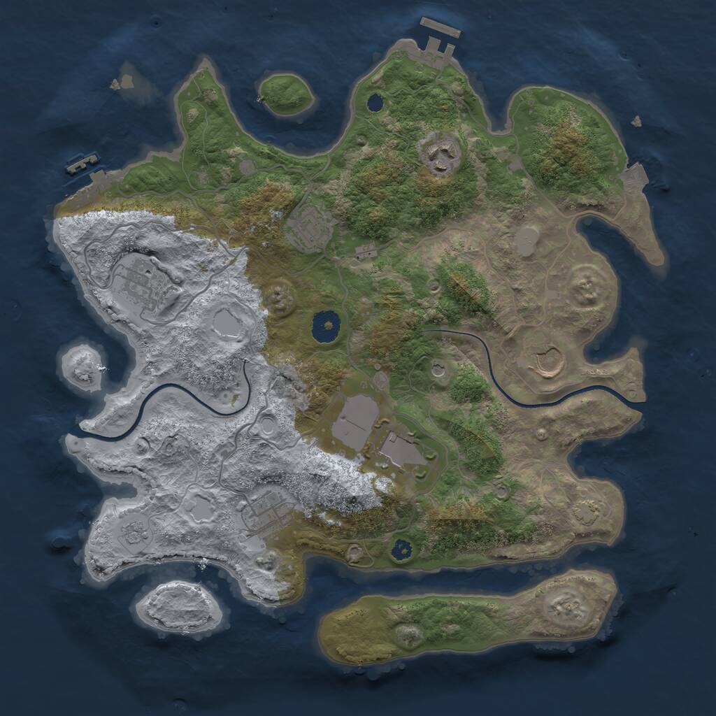 Rust Map: Procedural Map, Size: 3500, Seed: 2897472, 12 Monuments