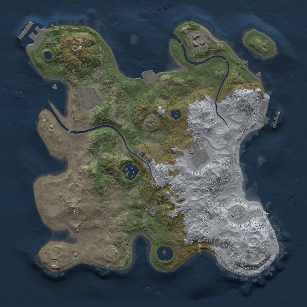 Rust Map: Procedural Map, Size: 3000, Seed: 378128731, 10 Monuments
