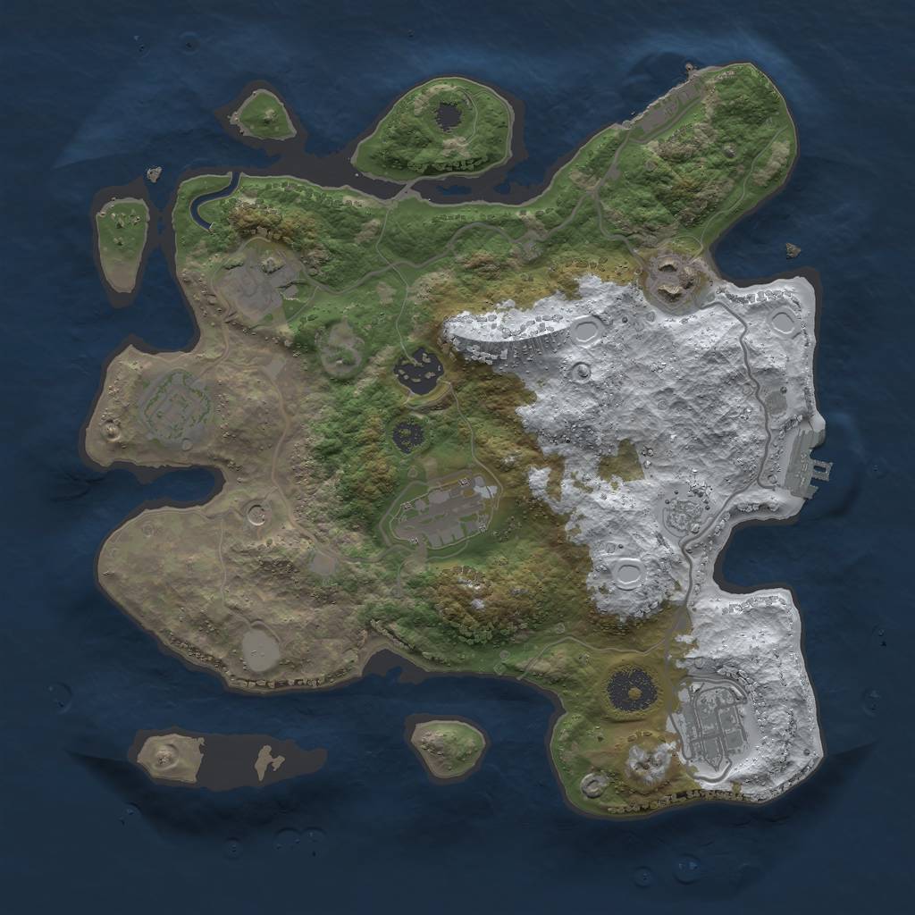 Rust Map: Procedural Map, Size: 3000, Seed: 2485, 15 Monuments