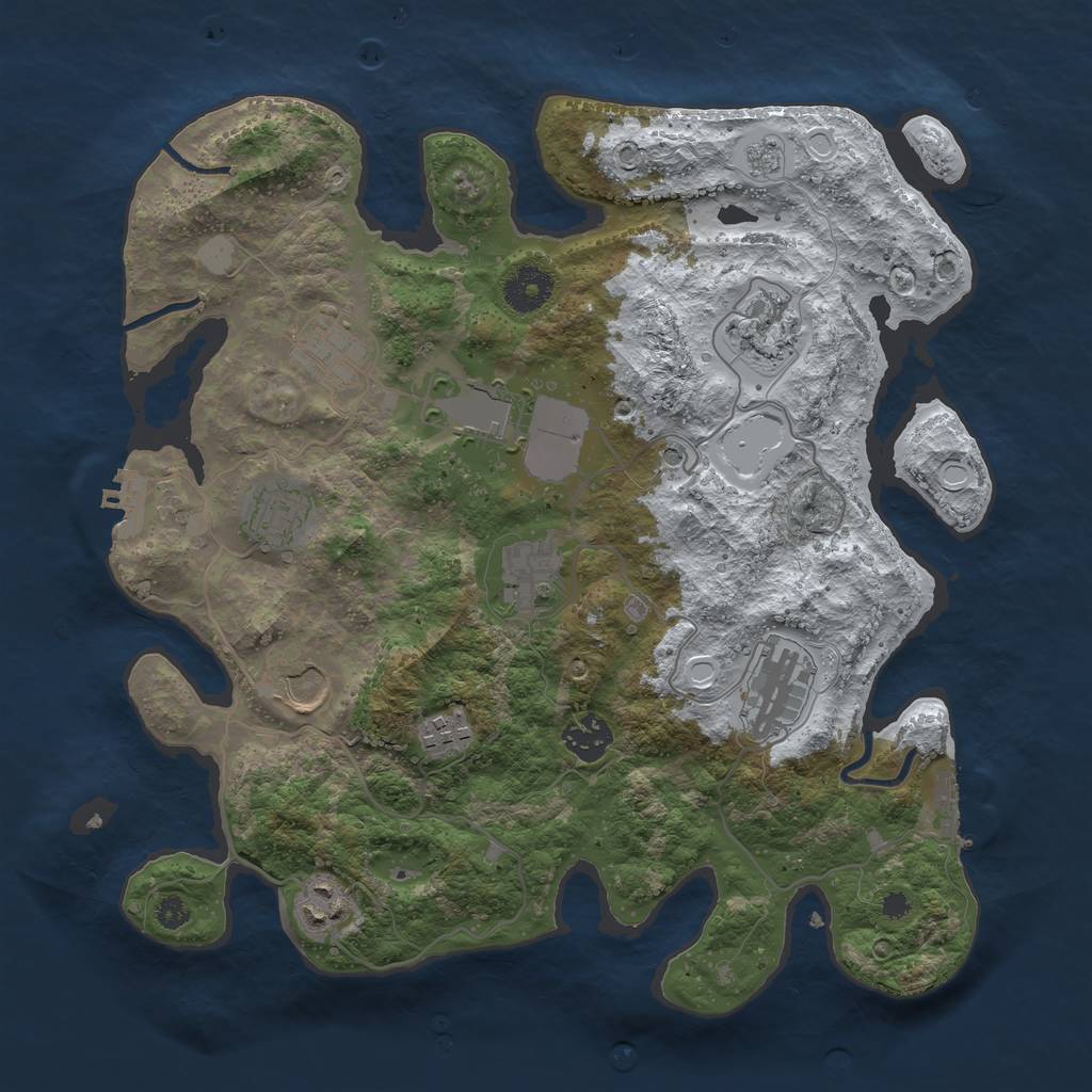 Rust Map: Procedural Map, Size: 3500, Seed: 102568121, 19 Monuments