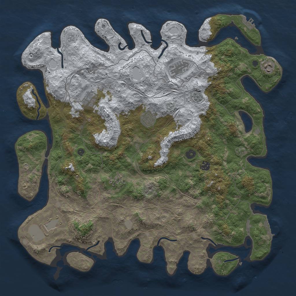 Rust Map: Procedural Map, Size: 4500, Seed: 268981549, 17 Monuments