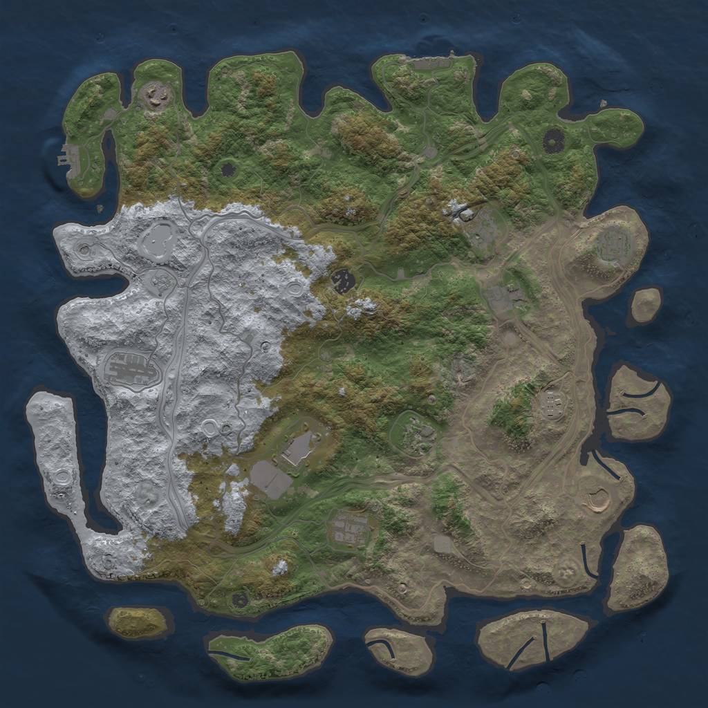 Rust Map: Procedural Map, Size: 4500, Seed: 8034537, 20 Monuments