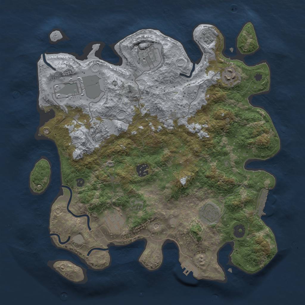 Rust Map: Procedural Map, Size: 3500, Seed: 1270262353, 17 Monuments