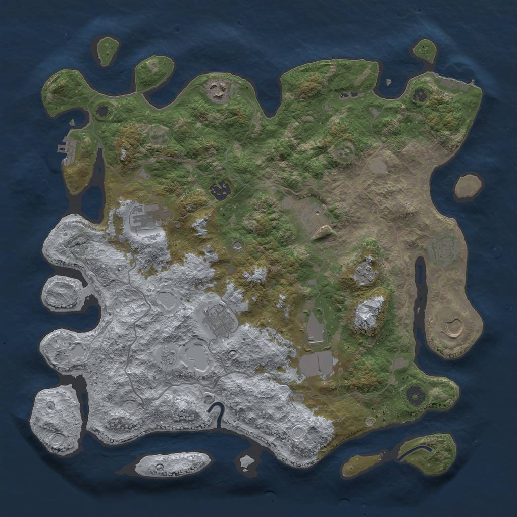Rust Map: Procedural Map, Size: 4000, Seed: 18084, 18 Monuments