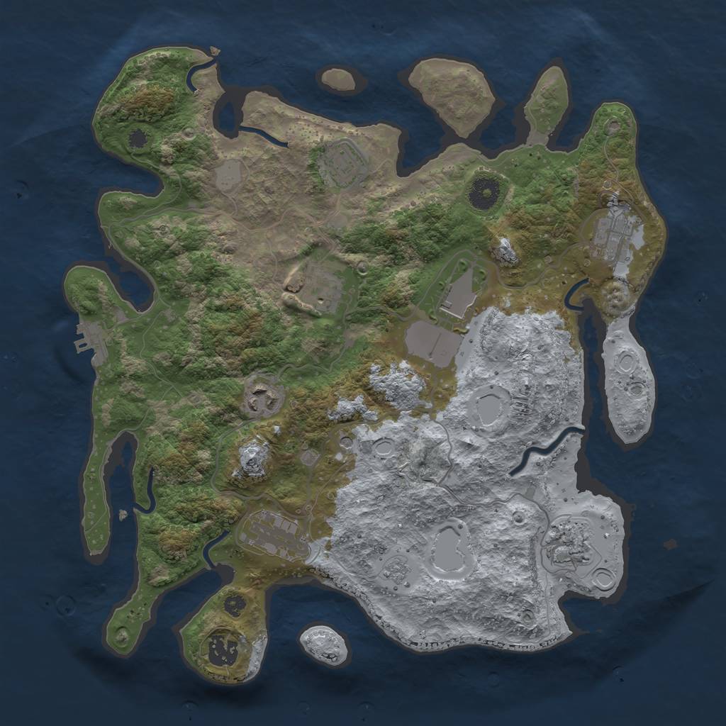Rust Map: Procedural Map, Size: 3500, Seed: 9517825, 14 Monuments
