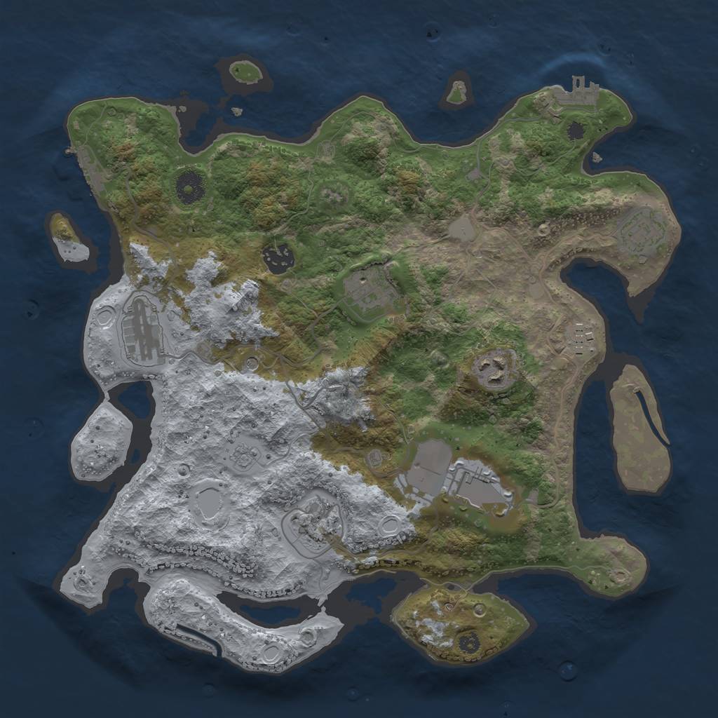Rust Map: Procedural Map, Size: 3500, Seed: 49000, 17 Monuments