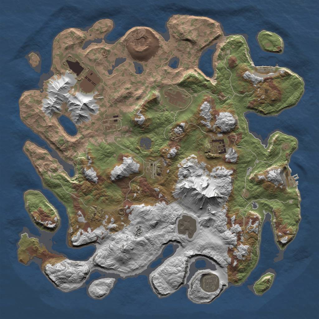 Rust Map: Barren, Size: 4000, Seed: 58962, 16 Monuments