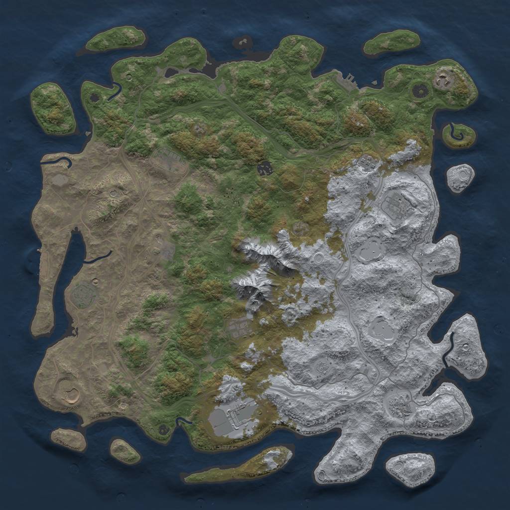 Rust Map: Procedural Map, Size: 5000, Seed: 65465, 20 Monuments