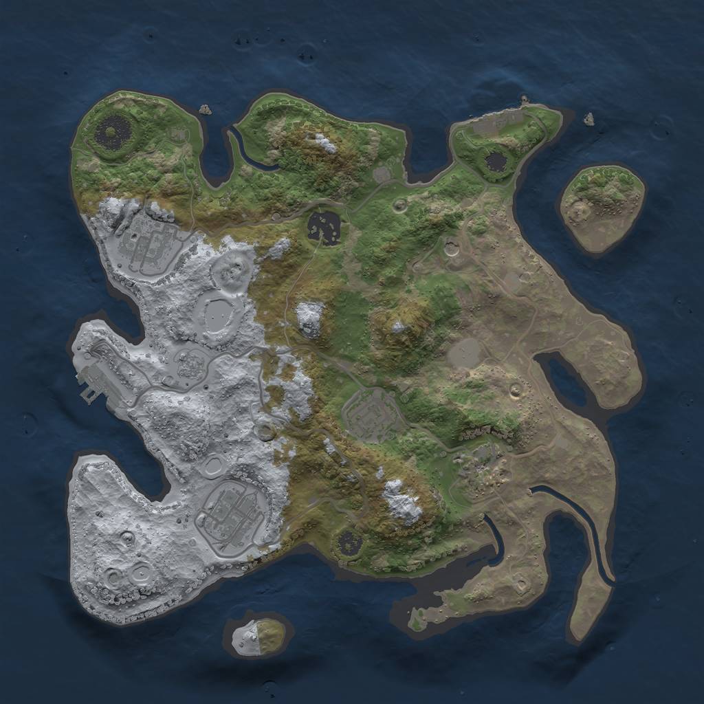 Rust Map: Procedural Map, Size: 3000, Seed: 2113880220, 14 Monuments