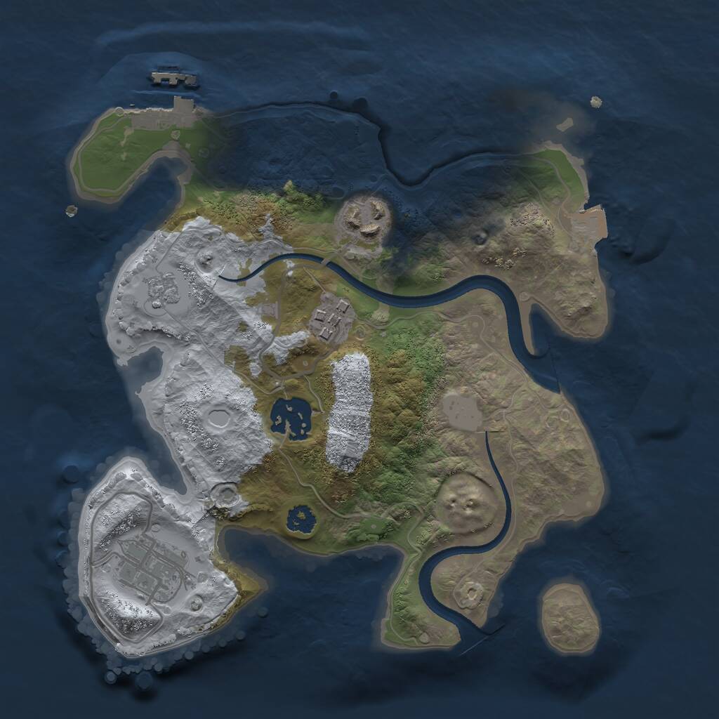 Rust Map: Procedural Map, Size: 2500, Seed: 1043505513, 7 Monuments