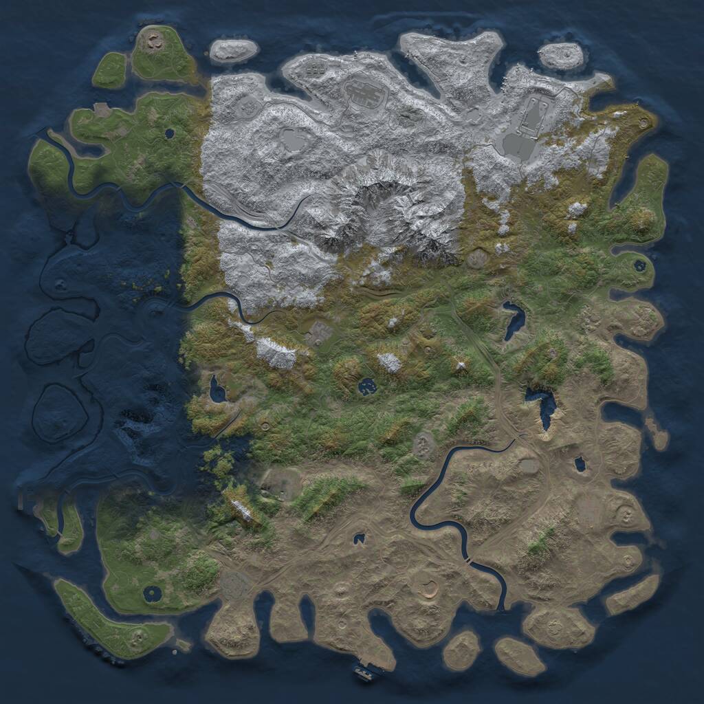 Rust Map: Procedural Map, Size: 6000, Seed: 9639633, 17 Monuments