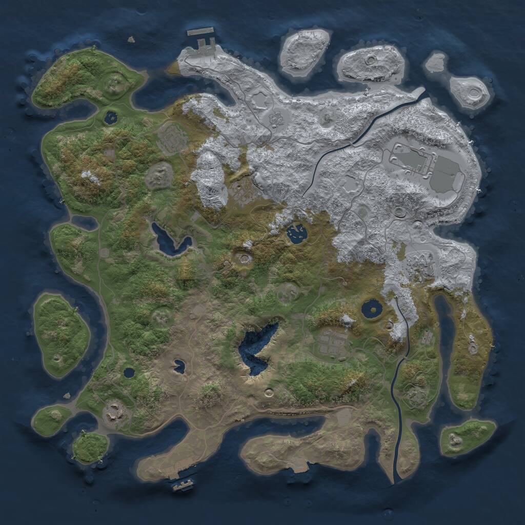 Rust Map: Procedural Map, Size: 4000, Seed: 129, 13 Monuments