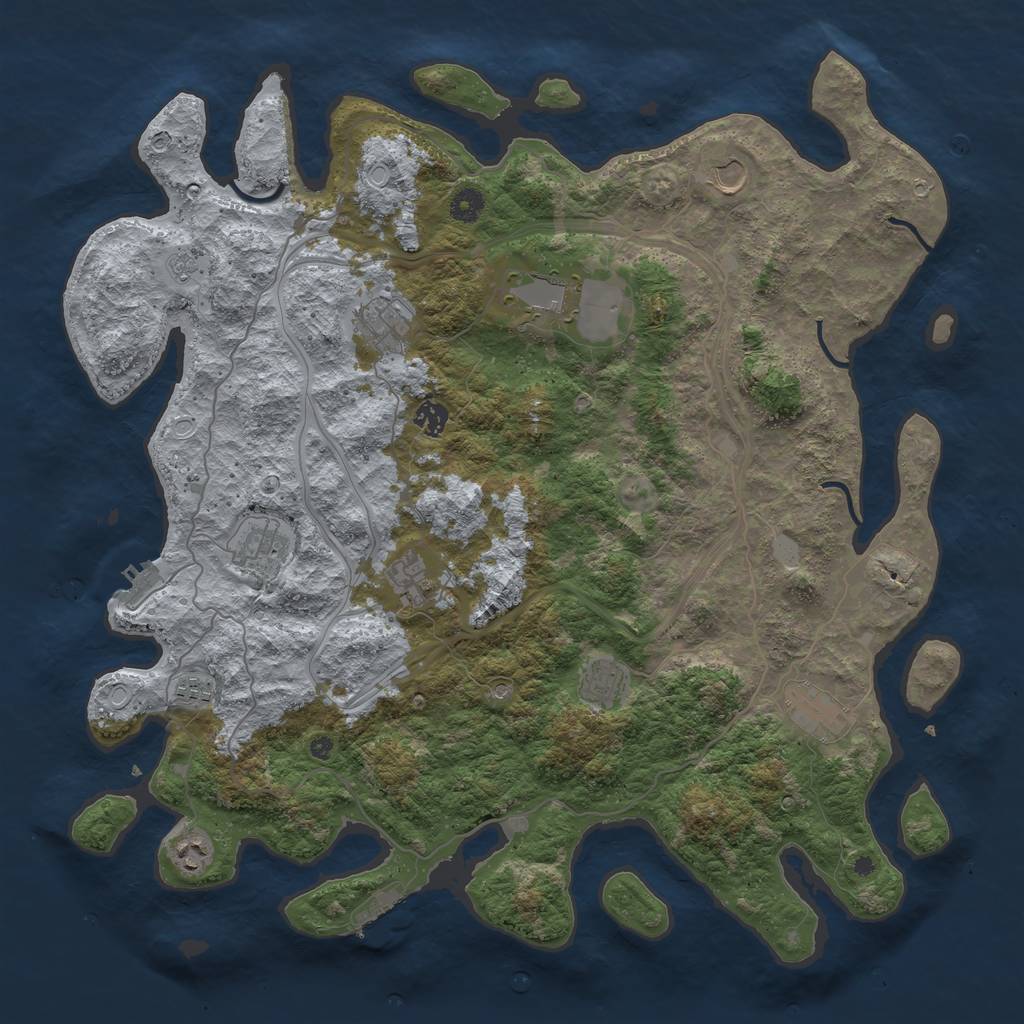 Rust Map: Procedural Map, Size: 4500, Seed: 43727636, 19 Monuments