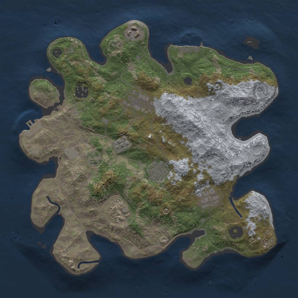 Rust Map: Procedural Map, Size: 3200, Seed: 1111, 16 Monuments