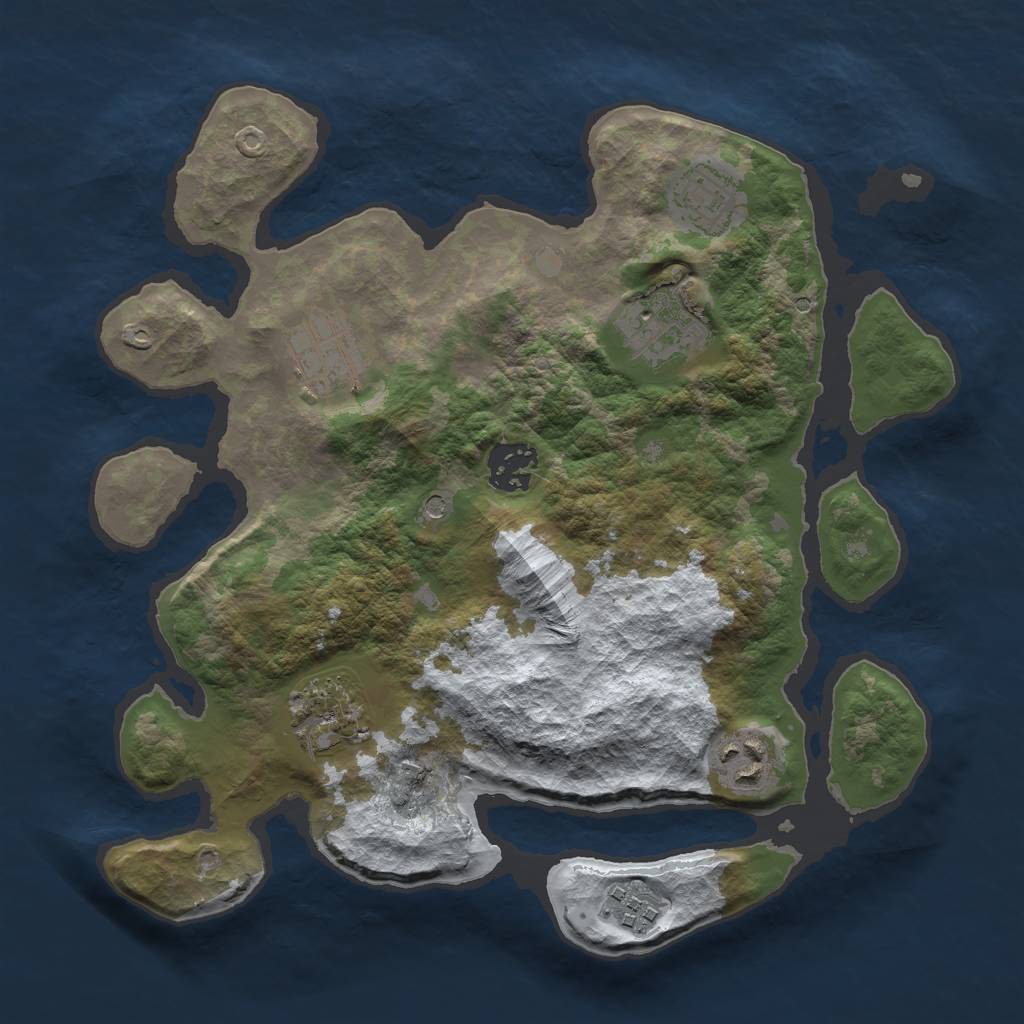 Rust Map: Barren, Size: 3000, Seed: 3113, 10 Monuments