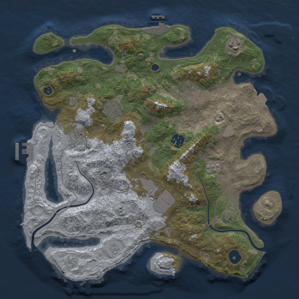 Rust Map: Procedural Map, Size: 3500, Seed: 705006877, 13 Monuments
