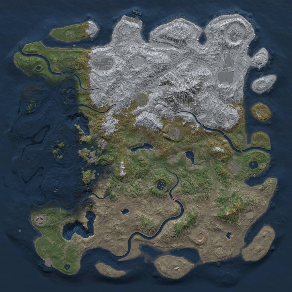 Rust Map: Procedural Map, Size: 5000, Seed: 829315, 17 Monuments
