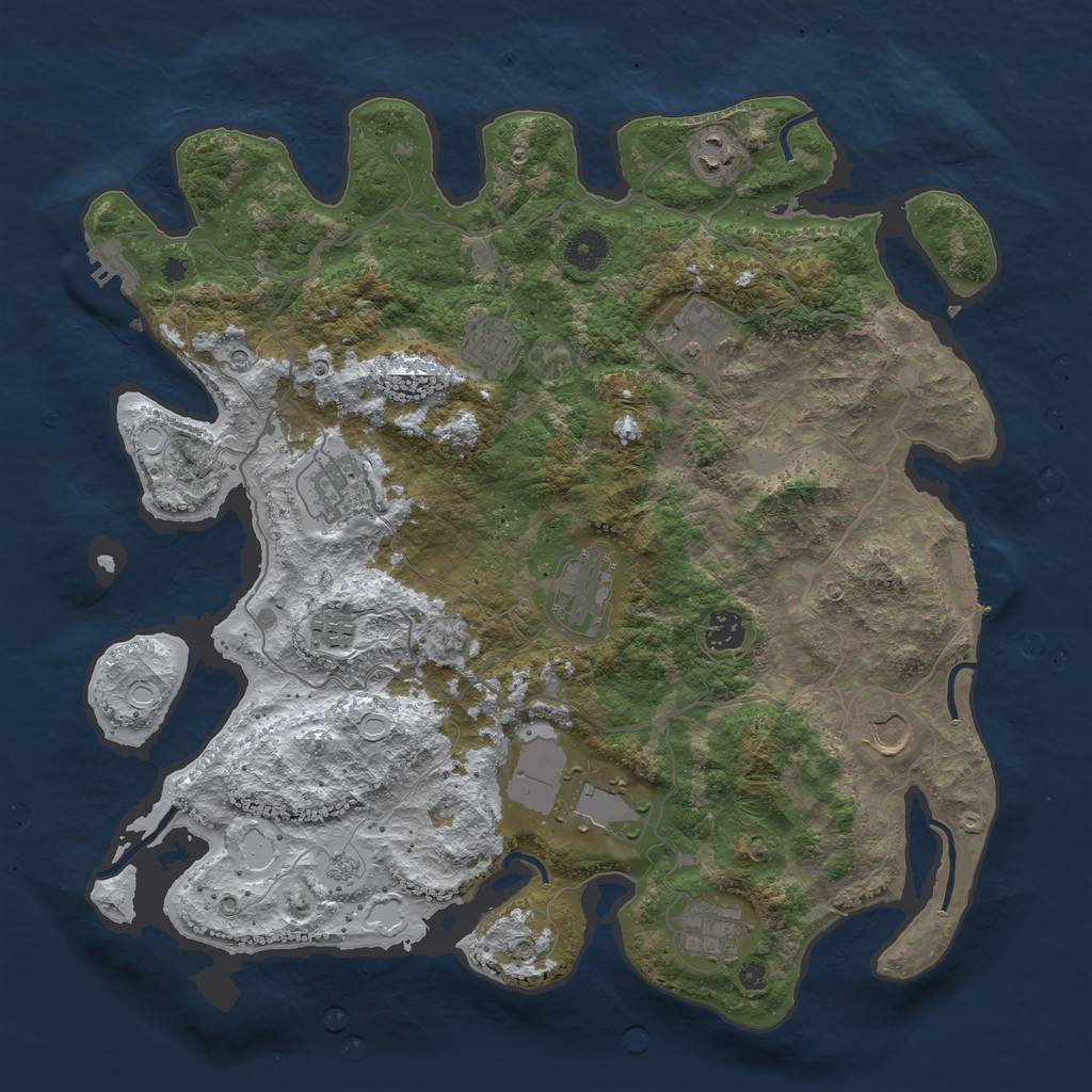 Rust Map: Procedural Map, Size: 4000, Seed: 1937971094, 19 Monuments