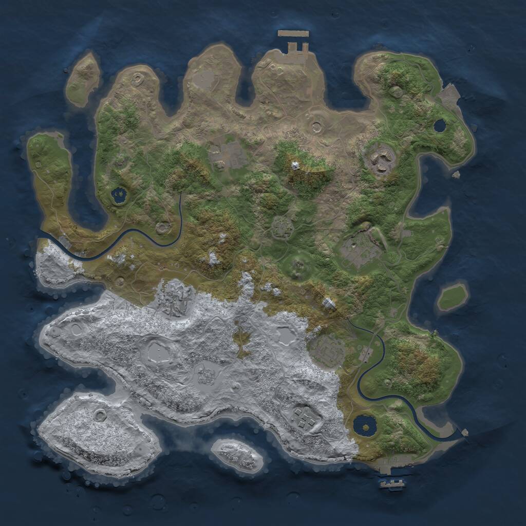 Rust Map: Procedural Map, Size: 3425, Seed: 1994293717, 12 Monuments