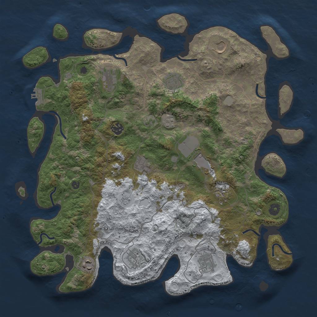 Rust Map: Procedural Map, Size: 4000, Seed: 9567745, 19 Monuments