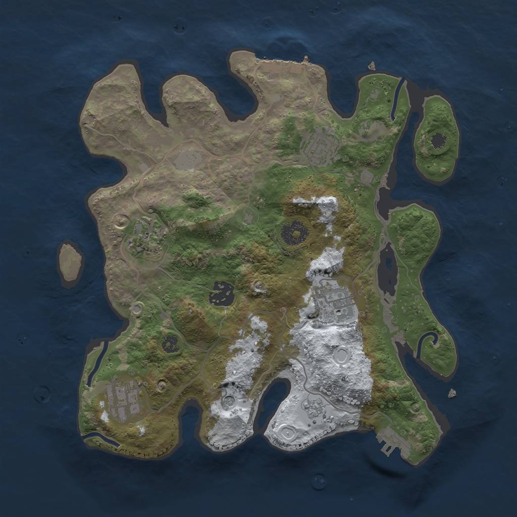 Rust Map: Procedural Map, Size: 3000, Seed: 29857463, 14 Monuments