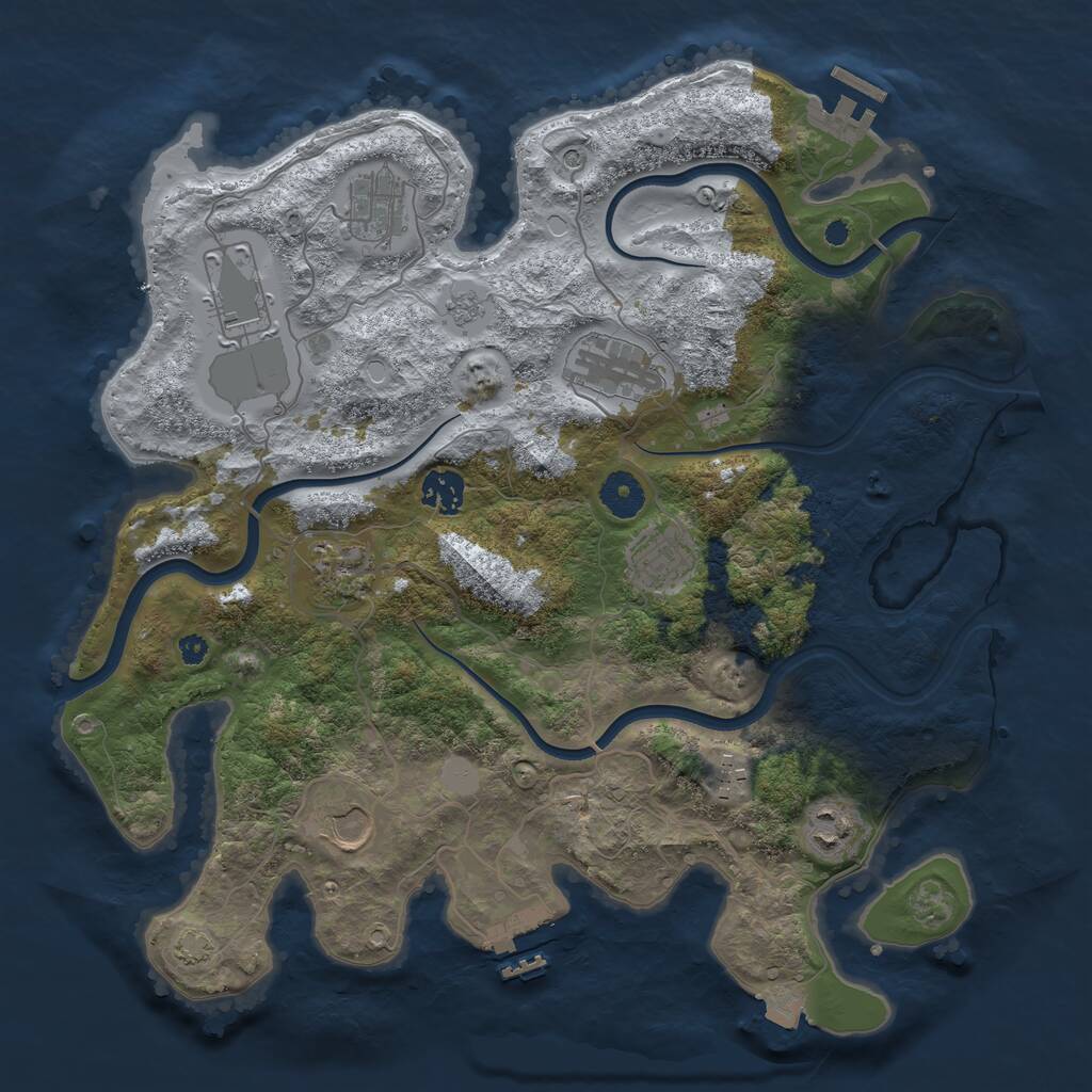 Rust Map: Procedural Map, Size: 3700, Seed: 1112967462, 15 Monuments