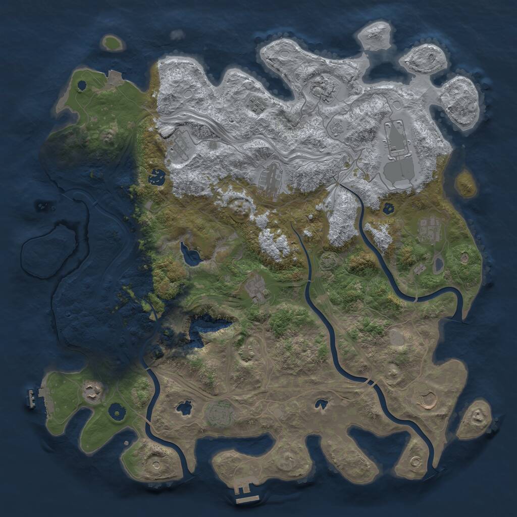 Rust Map: Procedural Map, Size: 4500, Seed: 101234, 17 Monuments