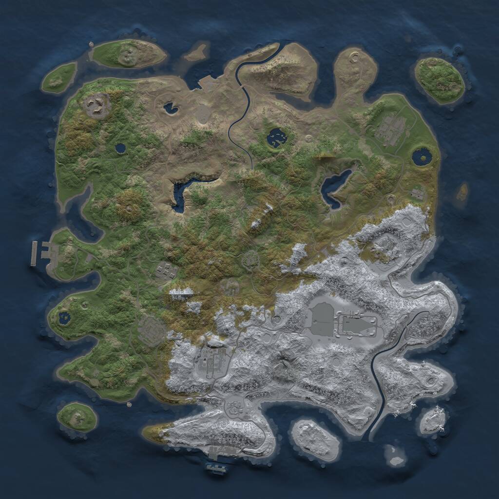 Rust Map: Procedural Map, Size: 4000, Seed: 3678910, 14 Monuments