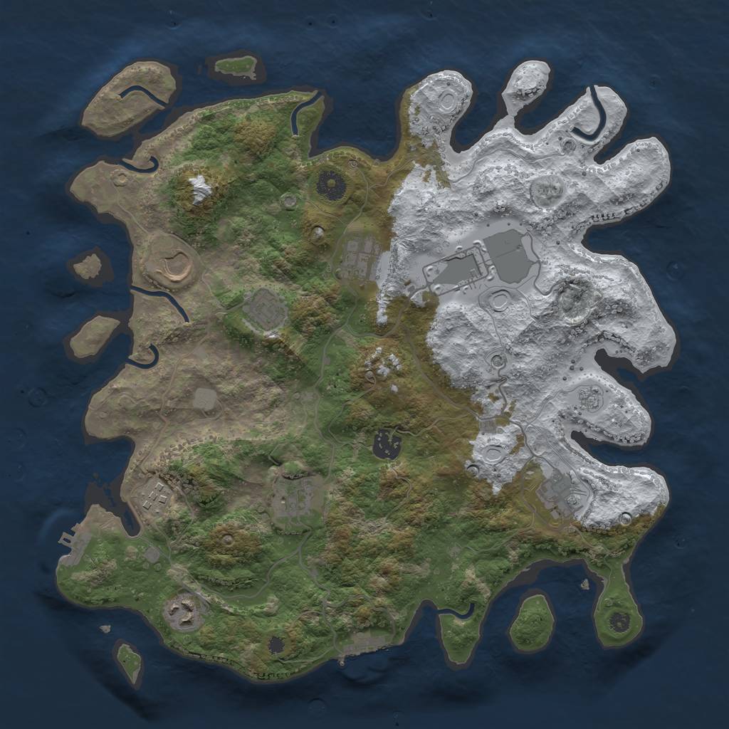 Rust Map: Procedural Map, Size: 3700, Seed: 1267003355, 18 Monuments