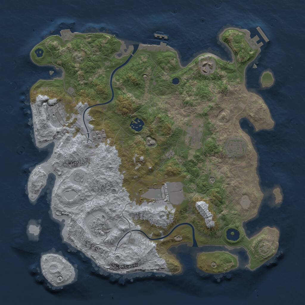Rust Map: Procedural Map, Size: 3500, Seed: 1906208028, 14 Monuments