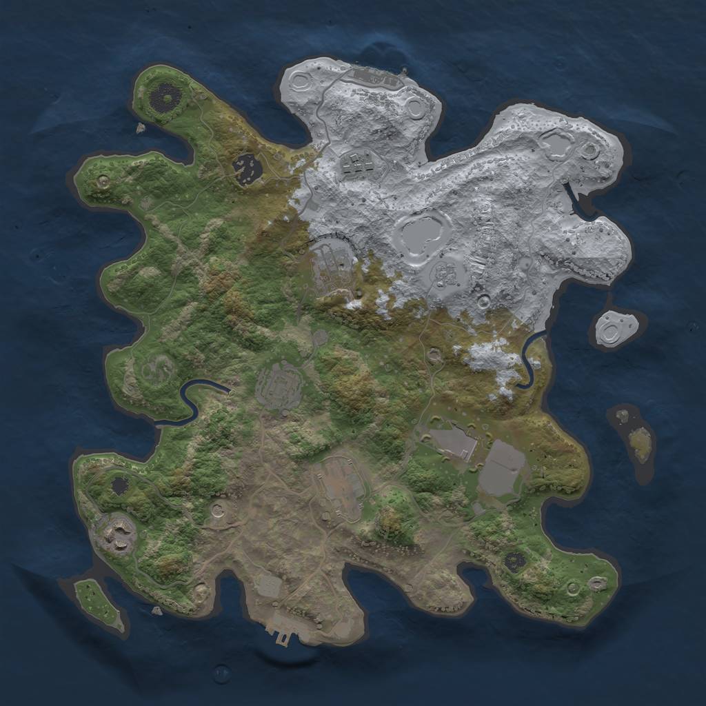 Rust Map: Procedural Map, Size: 3500, Seed: 4888827, 16 Monuments