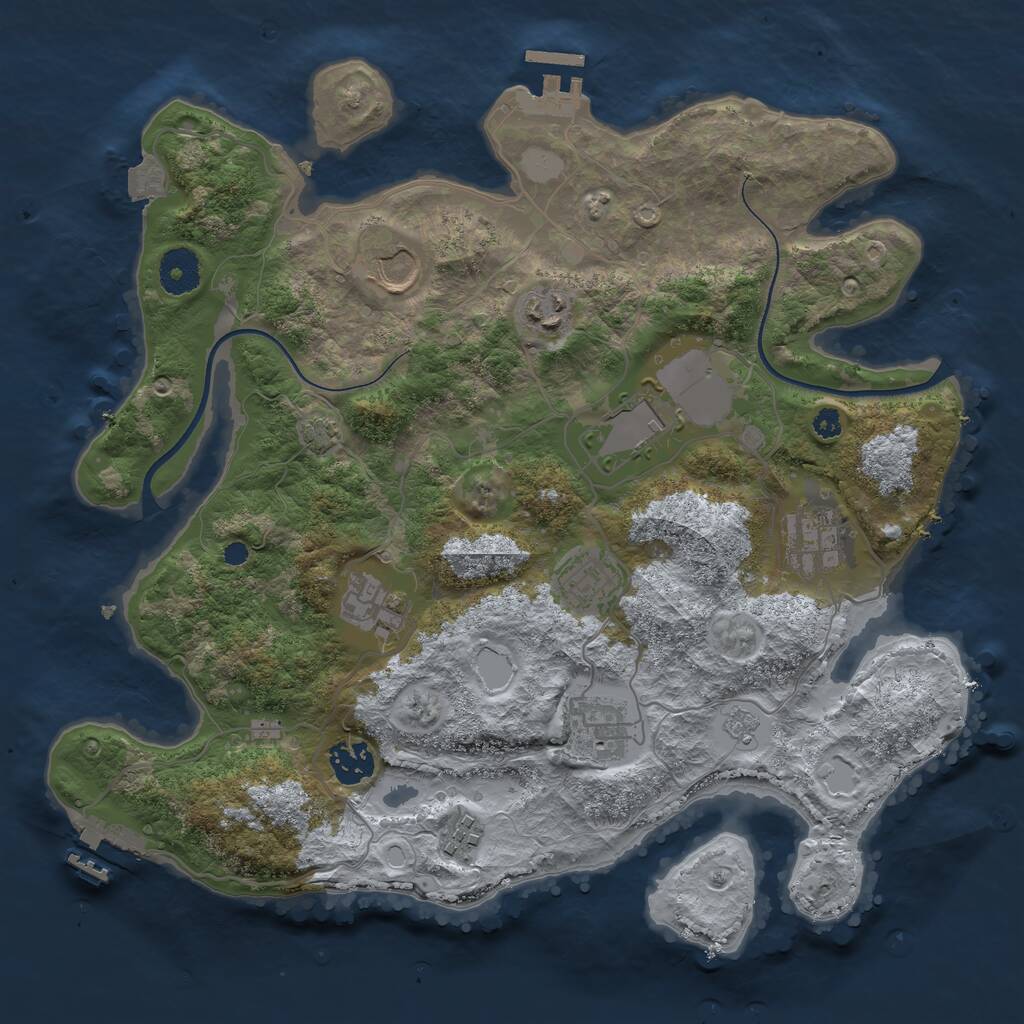 Rust Map: Procedural Map, Size: 3500, Seed: 1896997445, 14 Monuments