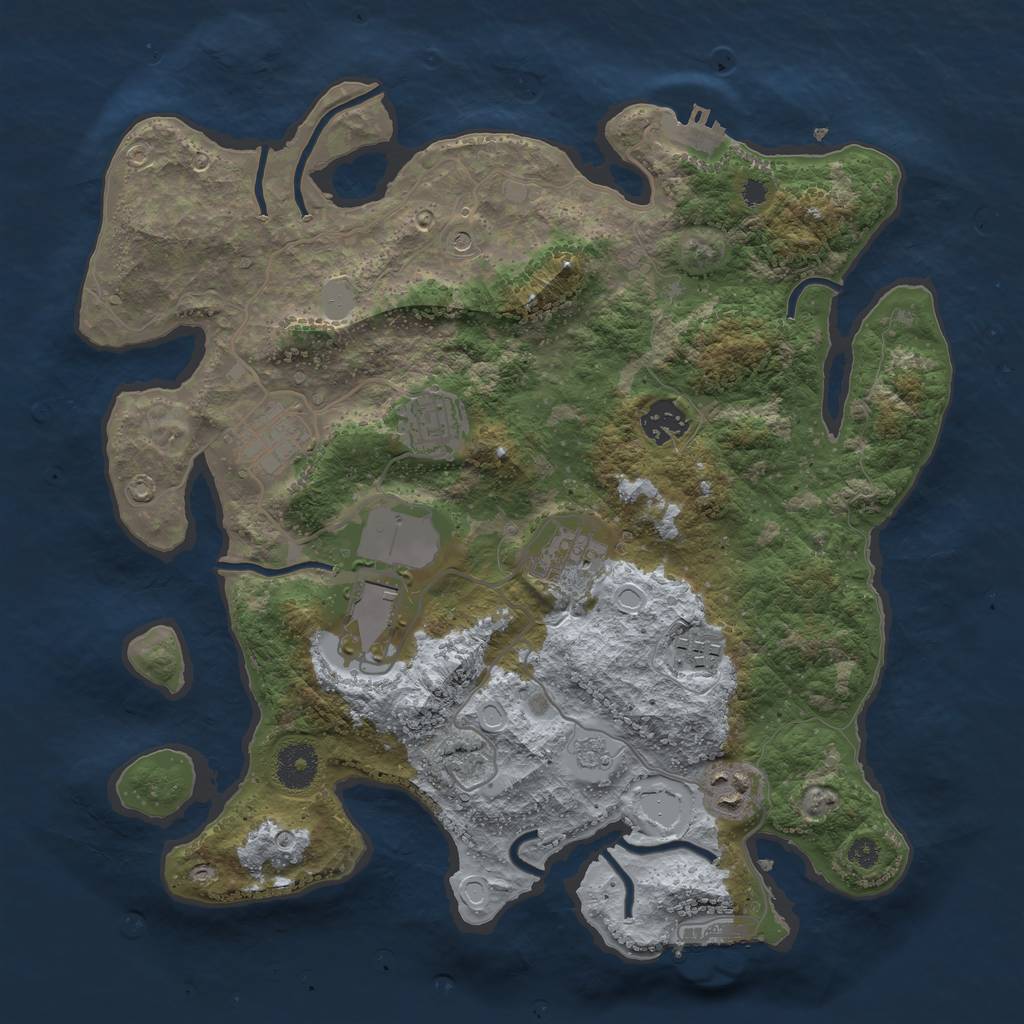 Rust Map: Procedural Map, Size: 3500, Seed: 1844153021, 16 Monuments