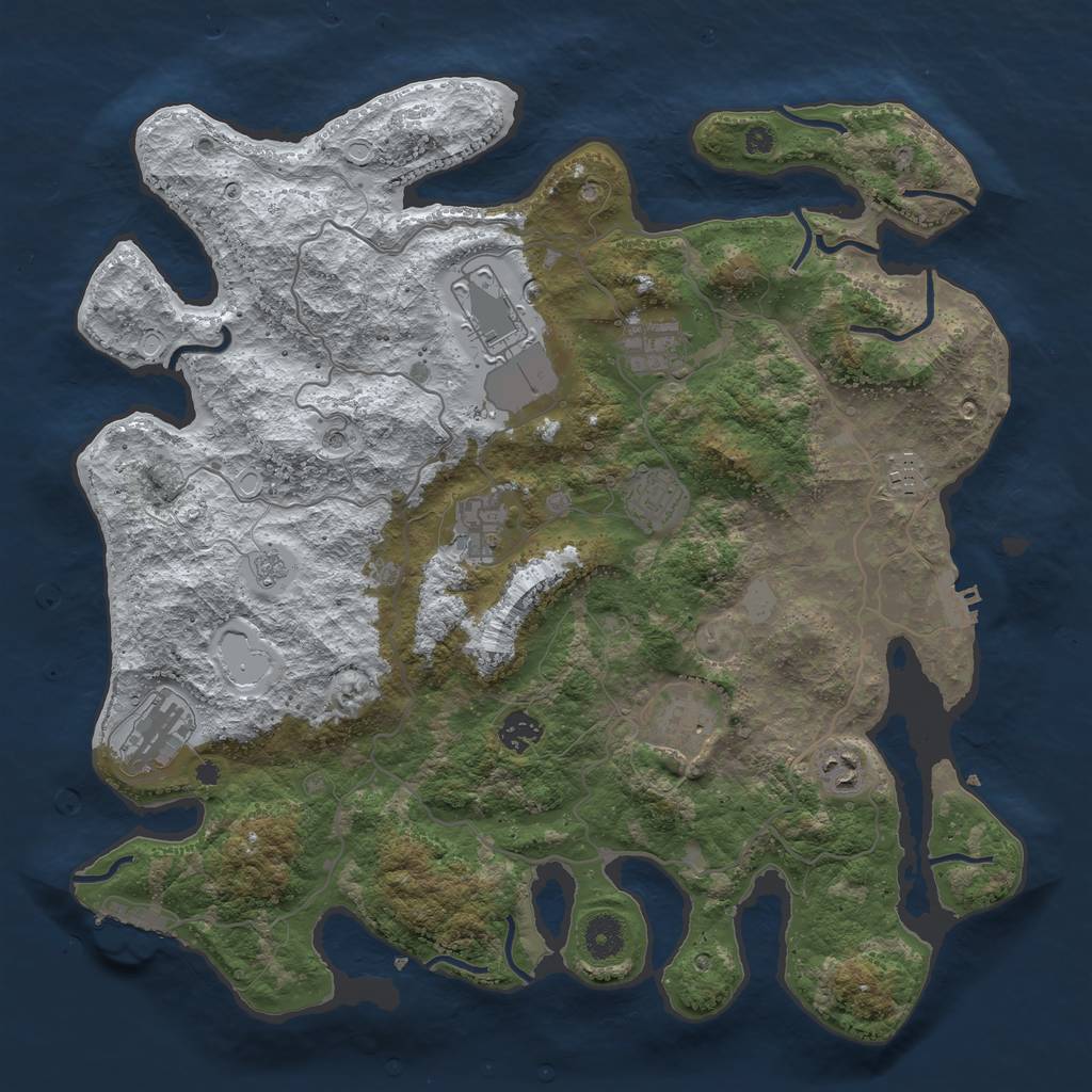 Rust Map: Procedural Map, Size: 4000, Seed: 335656, 18 Monuments