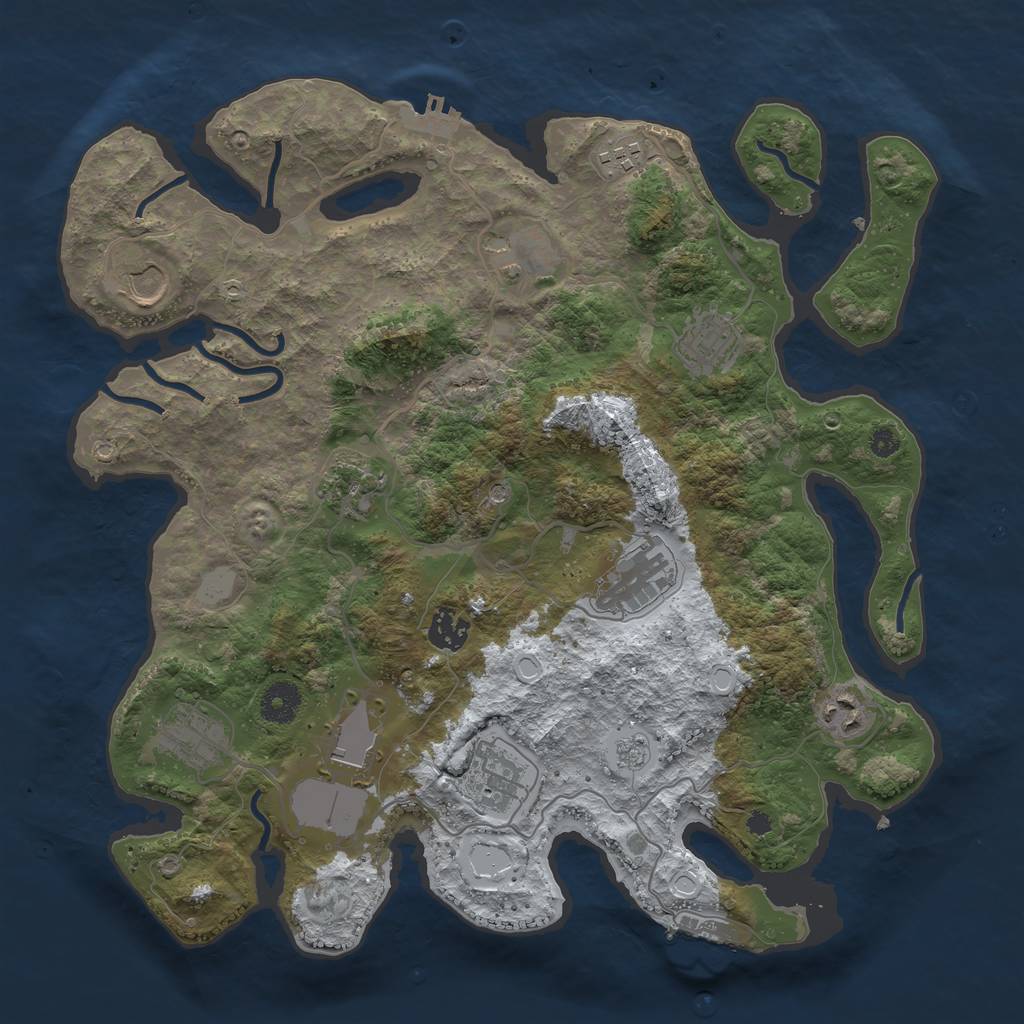 Rust Map: Procedural Map, Size: 3700, Seed: 916549063, 20 Monuments