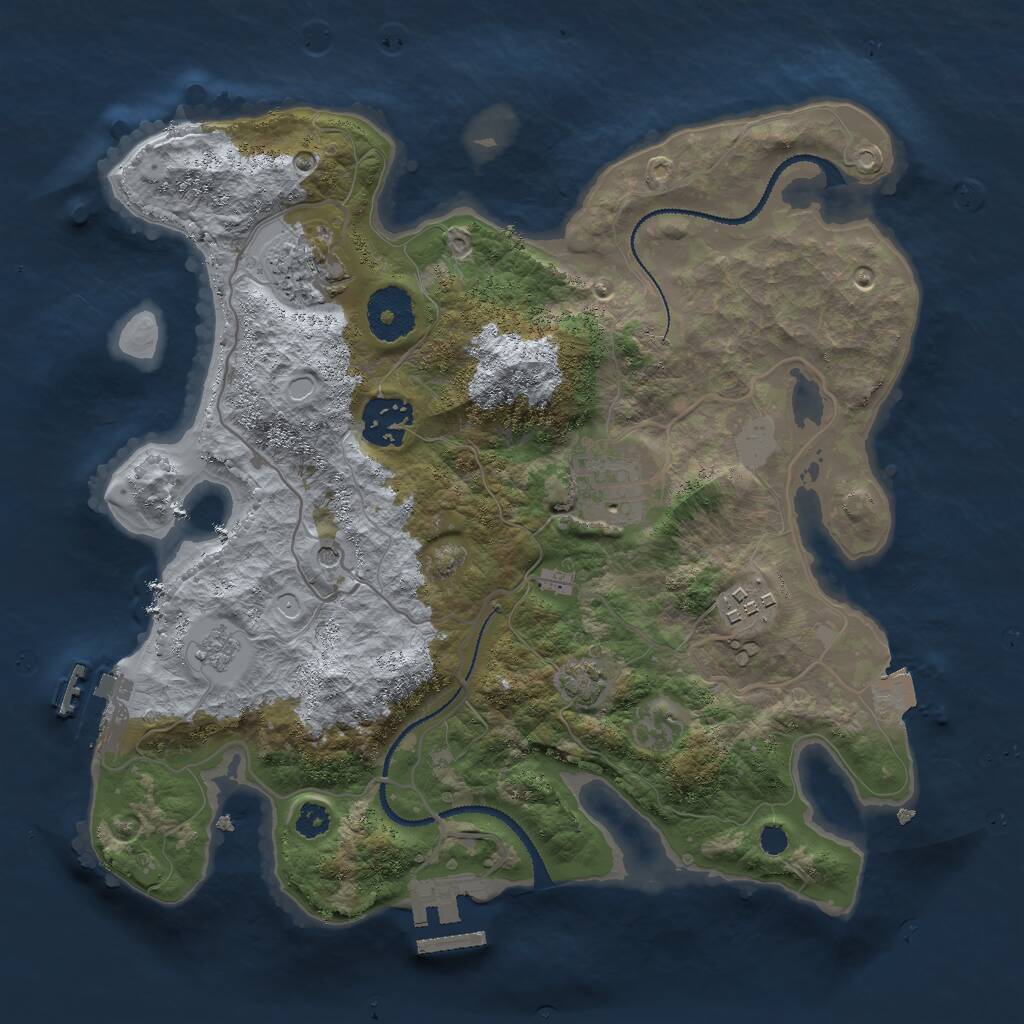 Rust Map: Procedural Map, Size: 3000, Seed: 24558, 10 Monuments