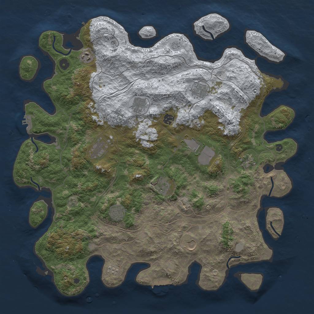 Rust Map: Procedural Map, Size: 4566, Seed: 1, 20 Monuments