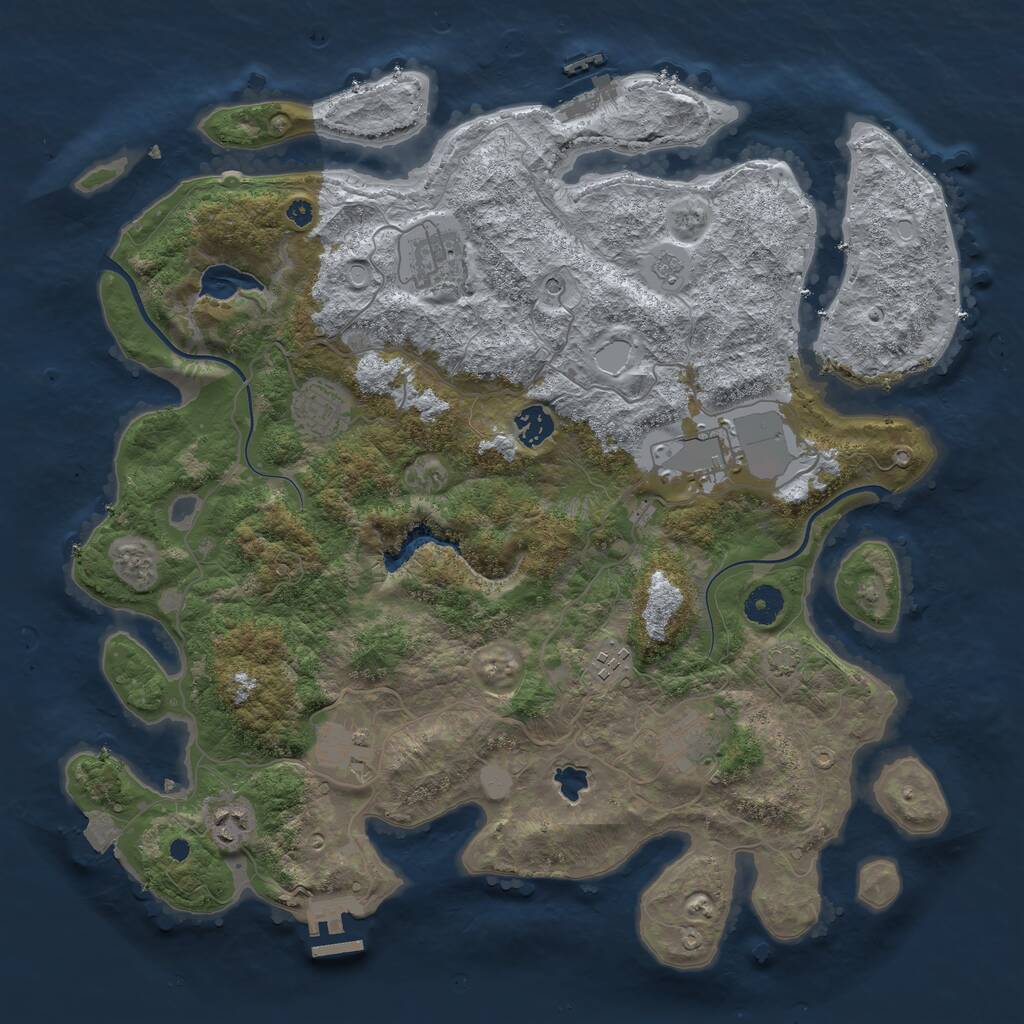 Rust Map: Procedural Map, Size: 4000, Seed: 808609, 14 Monuments