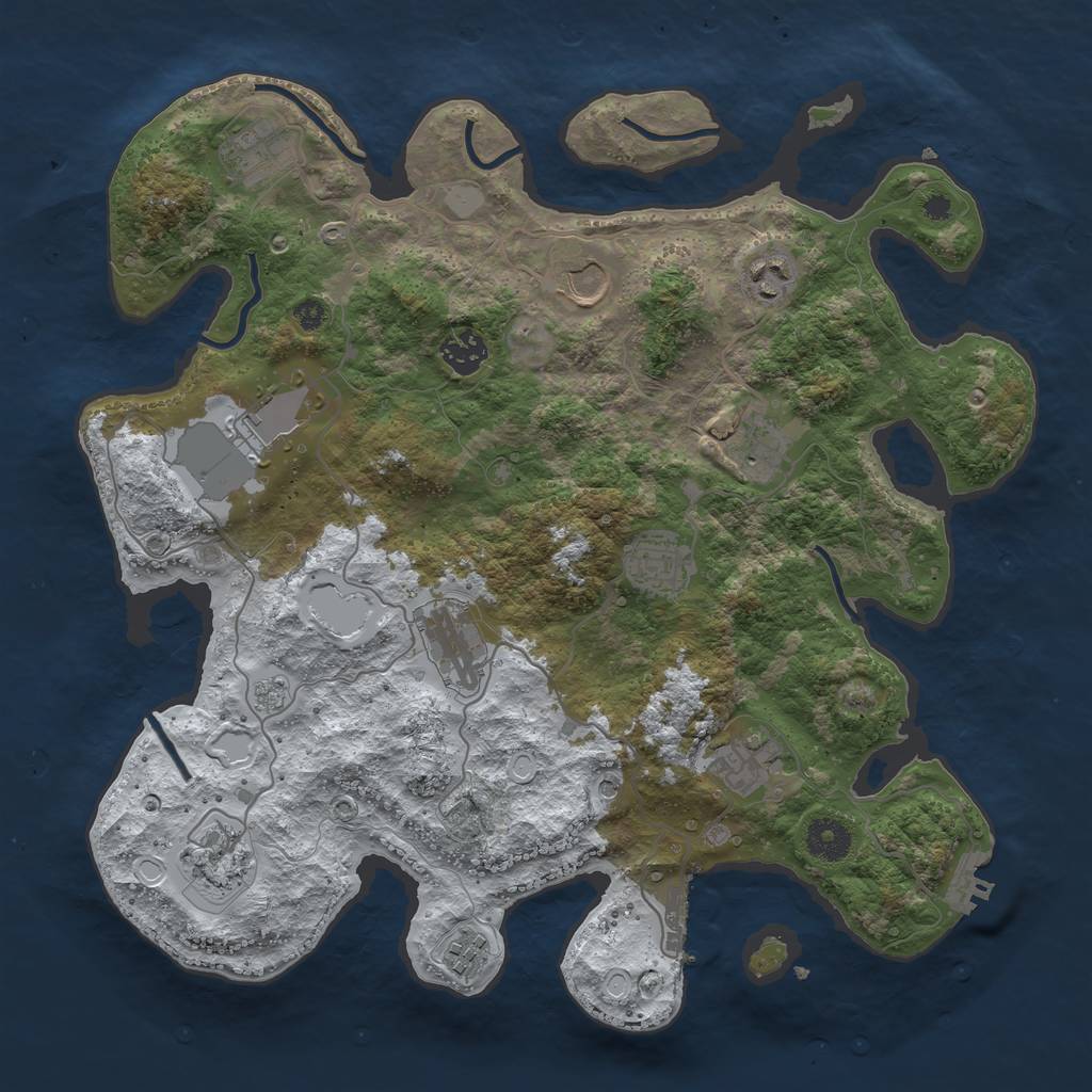 Rust Map: Procedural Map, Size: 3700, Seed: 276354066, 20 Monuments