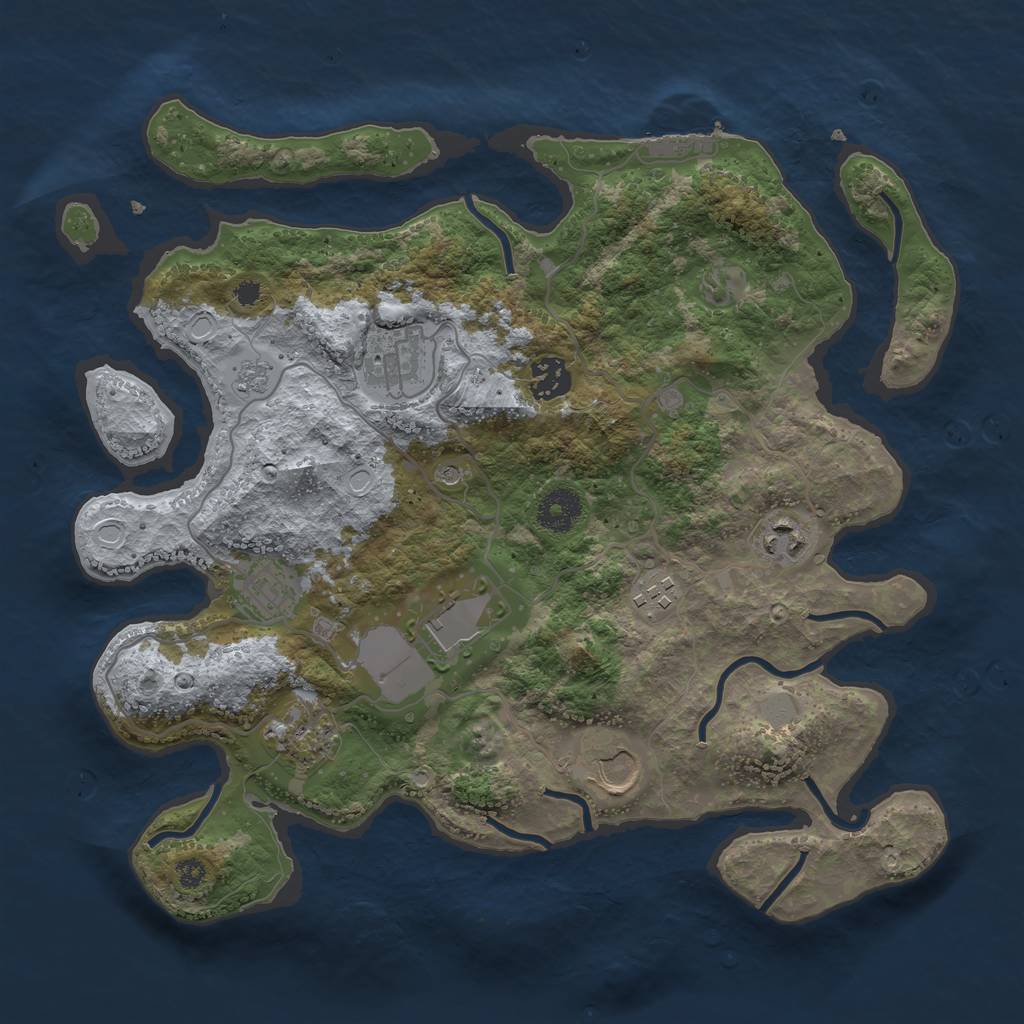 Rust Map: Procedural Map, Size: 3500, Seed: 1423657618, 16 Monuments