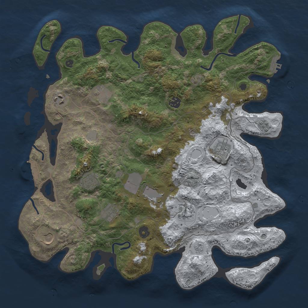 Rust Map: Procedural Map, Size: 4000, Seed: 930406079, 19 Monuments