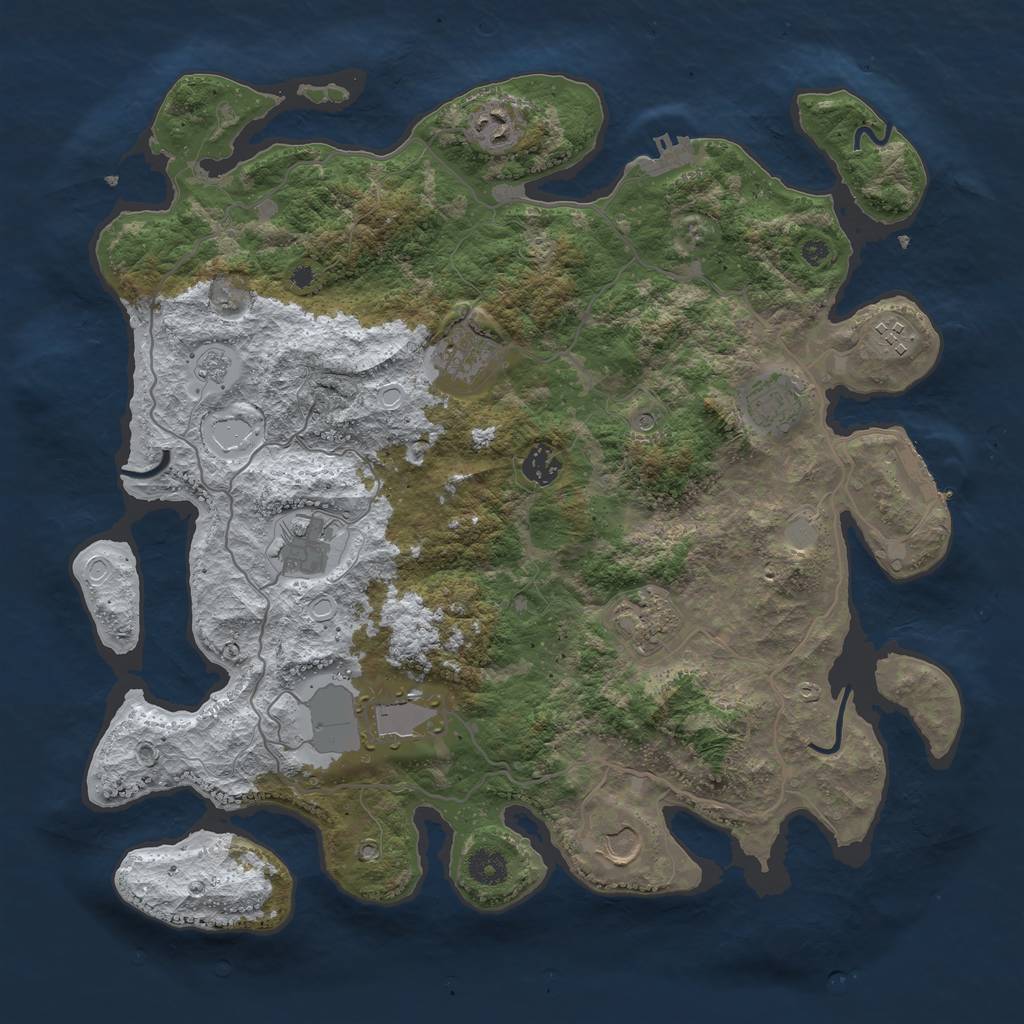 Rust Map: Procedural Map, Size: 4000, Seed: 703762, 18 Monuments
